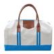 Travel classic Weekender Bag tote with ribbon and accent stripe and leather hand