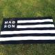 Black and white striped jacquard beach towel cotton terry woven yarn dyed