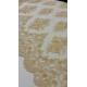 French Stretch Beige Pearl Beaded Wedding Lace Fabric With Scalloped Edge