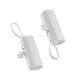 White Tail Plug Power Bank Portable Charger 5V/2.1A Output Universal Compatibility