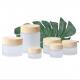 MSDS Frosted Cosmetic Cream Jars With Bamboo Lids 10ml 15ml 20ml