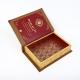 Embossing Wooden Book Shaped Gift Box Leather Wrapping Surface Round Spine 3D