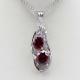 925 Silver Jewelry Red Cubic Zirconia Two Gemtone Pendant (PSJ0379)