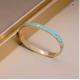 Luxury Brands Enameled Blue Love Buckle Bracelet 24k Gold Stainless Steel Bangle