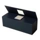 Black E Flute 200gsm Book Shaped Gift Box Double Open Door With Ribbon
