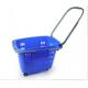 Plastic Shopping Baskets With Handles , Supermarket 4 Wheeled Shopping Trolley