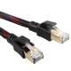 Outdoor Indoor Cat8 Patch Cable Nylon Braided Red Black 26AWG 40Gbps