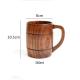 Wooden Drinking Cups Retro Belly Beer Mugs with handle 6.5cm 8cm Diameter