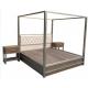 Metal Frame Queen Bedroom Furniture Sets King Bed With Light Oak Wood