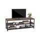 3Tier Steel MDF Dark Wood TV Stand Cabinet 82 Inch With Shelf Storage