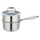18cm Kitchenware 2-layer stainless steel saucepan milk pot factory silver one handle design steamer