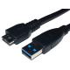 Black Round USB3.0 Charge Cable A Male to Micro B