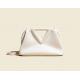 Cowhide Ladies Clutch Bags Inverted Triangle Clip Frame