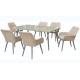 Outdoor Steel Wicker Glass Table And Chairs With Cushion Set Of 7