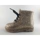 Girls Pretty Glitter Lace Up Snowproof Pvc Rain Boots With Warm Fur