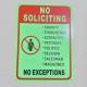 Light-Emitting Photoluminescent No Soliciting Signage For Indoor / Outdoor