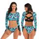 Side Strap Bathing Womens Surfing Suits Sunscreen Split Flowers Quick Drying