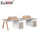 Modern Style Design 4 Person Staff Workstation With Storage Cabinet Customizable