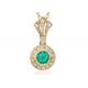 4mm Natural green emerald pendant , ODM Diamond Halo Pendant Vintage Inspired style