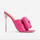 Squared Toe Fuchsia Women High Heeled Shoes Faux Leather Transparent Heel