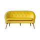 137cm Length Yellow Velvet Lounge Sofa With Pine Wood Legs