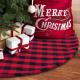 Christmas Tree Skirt Red and Black Plaid Buffalo Double Layers Checked Deco for