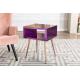 Elegant Purple Wood Acrylic Mirrored Glass Side Table H23.22inch For Bedroom