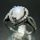 Rainbow Moonstone Engagement CZ Rings 925 Sterling Silver