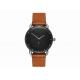 Tan leather wrist watch japan movt quartz watch stainless steel bezel