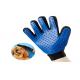 Black / Blue Pet Grooming Glove Polyester Liner Coated Smooth Nitrile Material