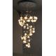 Glass Flower Pendant Chandelier Lights With Copper Ceramic Stair Hanging Lamp