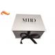 Simple White And Black Apparel Gift Boxes With Ribbon / Duplex Board Gift Box