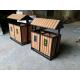 Outdoor Playground Equipments Imitative Wood Garbage Double Dustbin