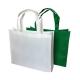 White Green Non Woven Handbag Laminated Grocery Tote Bags Side Printing