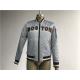 Bluish Grey Mens Polyester Bomber Jacket With Black And Tan Terry Toweling Applique