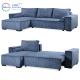 Wholesale Living Room Cheap Price Blue Fabric Soft Good Elasticity Modern Furniture L Shape Sofa Bed