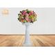 Classic Glossy White Fiberglass Floor Vases With Pedestal For Wedding 2 Sizes
