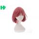 Short Pink Synthetic Cosplay Wigs 14 Inch Straight Heat Resistant