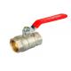 Forged Water 2 Brass Ball Valve Double Female Thread Red Level Long Handle