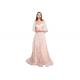 Breathable Lace Elegant Tulle Pink Bridesmaid Dresses Long With Shawl