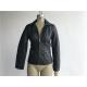 Black Ladies PU Jacket With Lapel Neck , Womens Faux Leather Coat TW74289
