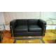 2 Seats  Modern Classic Sofa Genuine Leather American Style Black