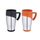 14oz inner PP Outer steel yellow travel mug non-leak with handle convenient to drink