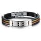 Tagor Stainless Steel Jewelry Super Fashion Silicone Leather Bracelet Bangle TYSR139