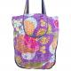 Purple Cotton Quilted Shopping Bag Lady Handmade Kantha Embroidery Shoulder Bag