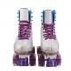 Outdoor Shiny Double Row Purple Four Wheels Quad Skates With PU Leather