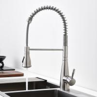 Deck Mounted Spring Coil Kitchen Faucet Retractable With 35mm Ceramic Cartridge