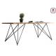 Base Solid Wood Restaurant Dining Table With Geometric Rose Gold Metal Frame