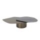 Living Room Stainless Steel Rotatable Coffee Table  With Antique Bronze Satin Finish Natural Marble Top Metal Legs