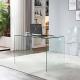 Modern Study Bent Glass Table Full Transparent Glass Furniture Table